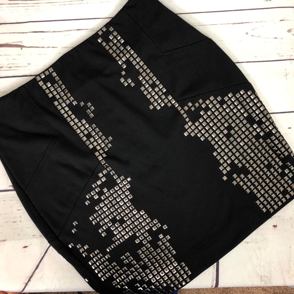 River Island Mini Skirt Studded Rocker Stretch - Picture 2 of 8